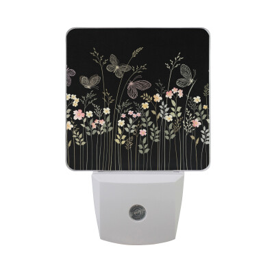 

ALAZA LED Night Light With Smart Dusk To Dawn SensorEndless Pattern White Roses Plug In Night Light