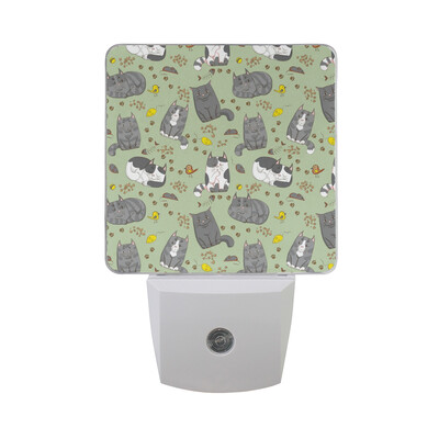 

ALAZA LED Night Light With Smart Dusk To Dawn SensorCats Illustration Cartoon Funny Plug In Night Light