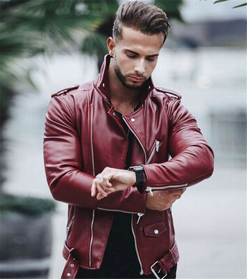 

Mens fur coat autumn&winter large size fashion leather jacket