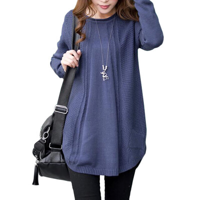 

CT&HF Women Knitting Round Neck Loose Pullover Sweater
