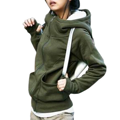 

CT&HF Women Movement Style Fashion Fleece Korea Leisure Contracted Fleece Winter Thick Solid Color Zipper Coat