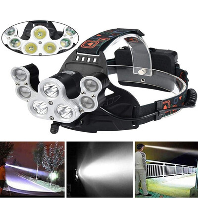 

7X LED Adjustable headlamp Rechargeable Super Bright LED Headlight Powerful Waterproof Flashlight Travel Head Torch