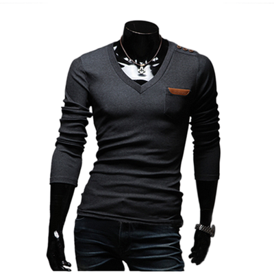 

Zogaa Mens POLO Shirt Korean Pure Color Stick Leather