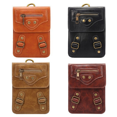 

Fashion Personality Leisure Belt Waist Bag Men PU Leather Phone Flip Wallet Travel Waist Pack Case For 6.0inch Cell Phone