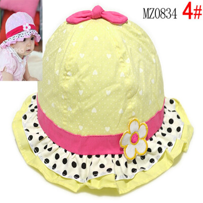 

Buebos Ninos Spring Summer Baby Kids Sun Protection Hat Polka Dot Chin Strap Fabric Cap