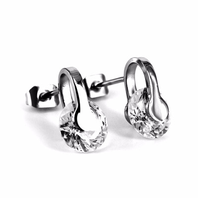 

Womens Round Crystal Charm Stainless Steel Stud Earrings