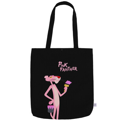 

MINISO Pink Panther Canvas Shopping Bag Black