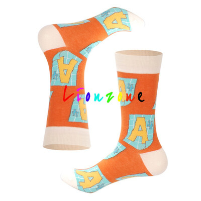 

LIONZONE 2018 New Arrived Happy Socks Neutral Lovers Crazy Striped Totem Crown And Letter Combed Cotton Socks
