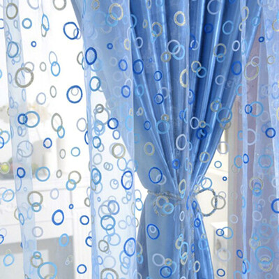 

100 x 200cm Shimmery Circle Printed Voile Door Window Sheer Panel Curtain