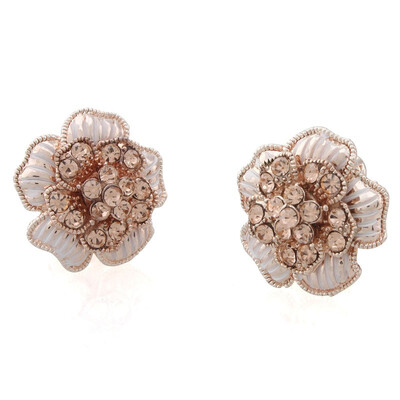 

Womens Mini Shine Rhinestone Exquisite Ear Studs Earring Cute European Hot WHITE ROSE