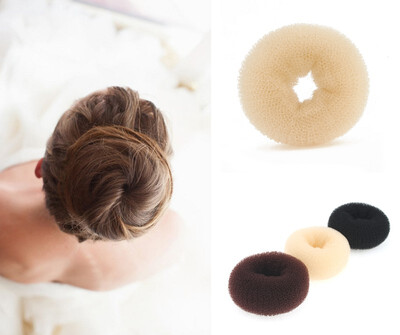 

Finger Rings Girls Donut Shaper Womens Hairdisk Maker Bun Ring Elastic BEIGE DIAMETER 9CM
