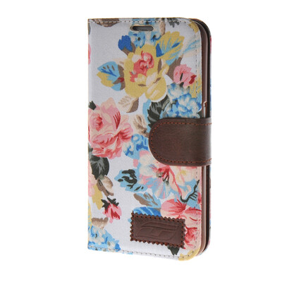 

MOONCASE Flower pattern tannins Leather Side Flip Wallet Card Holder Stand Pouch ЧЕХОЛ ДЛЯ Samsung Galaxy S6 White