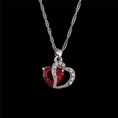 

Fashion Womens Purple Gemstone Chain Crystal Heart Necklace Pendant Jewelry Gift