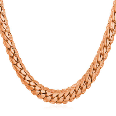 

Rose Gold Plated Necklace Men Jewelry Wholesale New Trendy 6 MM Wide 22 Inches Long Snake Chain Necklace