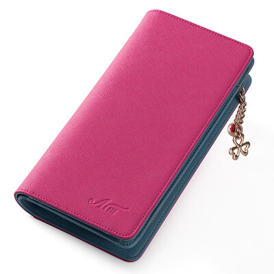 

AIM lady wallet female long wallet wallet large notes folder multi-function hand bag wallet hand bag hand bag C031 rose