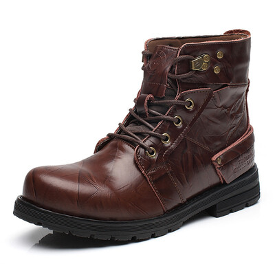 

Waterproof Winter Warm Snow Boots Men Cow Split Leather Motorcycle Ankle Fashion High Cut Male Casual Clearance