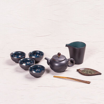 

Jian kiln coffee color kiln glazed tea set