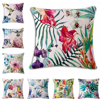 

Watercolor flowers leaves Cushion printed linen Family affection Sofa Car Seat family Home Decorative Throw Pillow