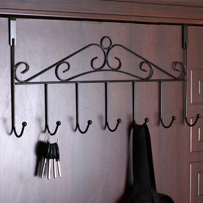 

Jiebi Shi iron door behind the hook metal door no trace creative nail-free door back coat hook black