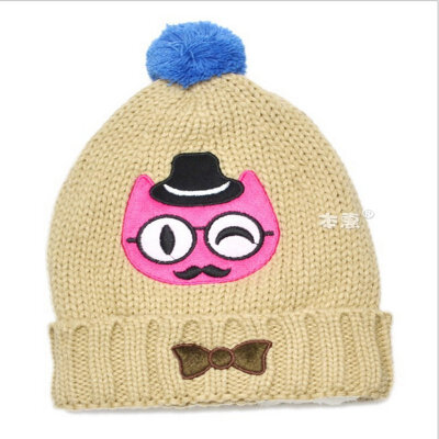 

Buebos Ninos 2015 Autumn Winter New Baby Hat Super Cute Cartoon Gentleman Cashmere Children Kids Knitted Hat