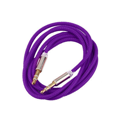 

1m Braided Woven 3.5mm Male to Male AUX Audio Headphone Cord Cable New Purple