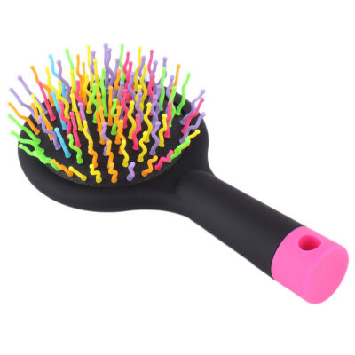 

Rainbow Volume Anti-static Hair Curl Straight Massage Comb Brush Mirror black