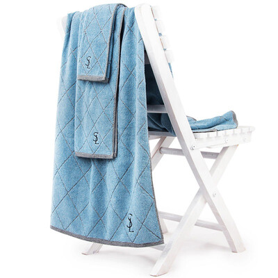

Sanli cotton European Lingge cloth square towel towel towel gift gift box three sets of gemstone blue