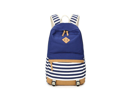 

Canvas backpack female fashion Korean print handbag 2018 new middle school student bag striped canvas backpack