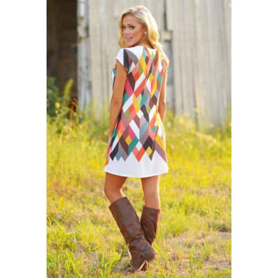 

Fashion Summer Women Boho Loose Tops Short Sleeve Beach Shirt Blouse Mini Dress