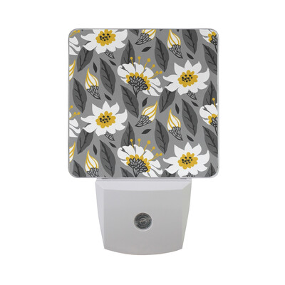 

ALAZA LED Night Light With Smart Dusk To Dawn SensorFloral Pattern Of Different Flowers Plug In Night Light
