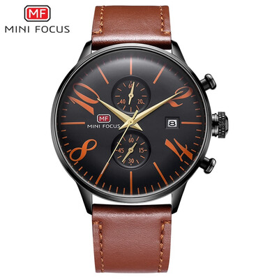 

MINI FOCUS Fashion Sports Leather Strap Men Quartz Watch MF0135GL