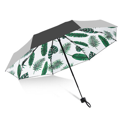 

Cmon banana leaf five fold umbrella sun umbrella female sunscreen UV umbrella umbrella umbrella black plastic umbrella folding ultra light 8 bone five fold umbrella white