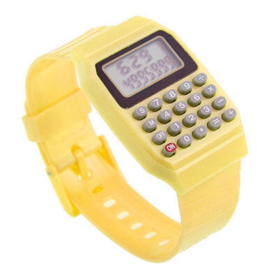 

Children Electronic Calculator Silicone Date Multi-Purpose Keypad Wrist Watches YELLOW