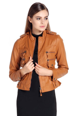 

Motorcycle Faux Leather Jacket Women Jackets Ladies Coat Outerwear