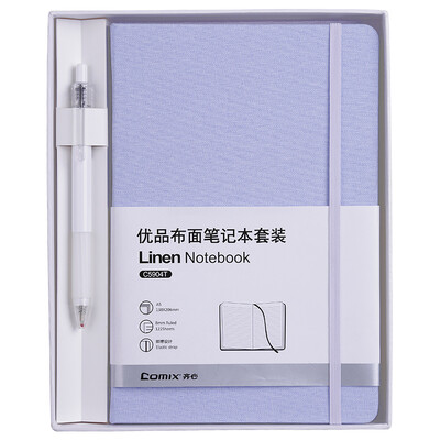 

Coix A5 122 Simple Cotton Linen NotebookNotepadDiary Gift Box Set with Neutral Pen Pink Blue C5904T