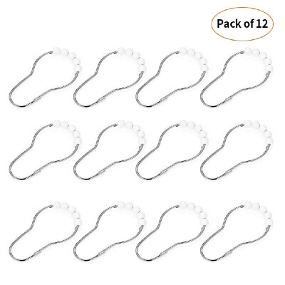 

Shower Curtain Rings Stainless Steel Hooks with Easy Glide Roller Balls Durable&Polished Set of 12 Deep Purple