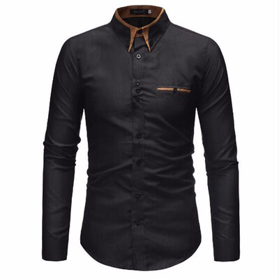 

2018 mens shirt fashion business casual shirt mens clothes brand dress shirt high quality Solid color shirt camisa masculina