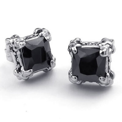 

Hpolw Mens Cubic Zirconia Stainless Steel Gothic Dragon Claw Stud Earrings Black Silver