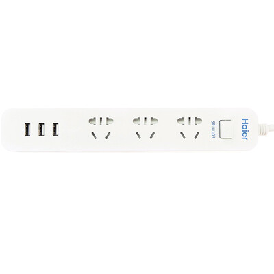 

Haier (Haier) 3 + 3USB 1.8 ярдов 2.4A распределения битов интеллектуальные быстрой зарядки розетка / вилка строк / коммутационная панель SP-U103-182A3U