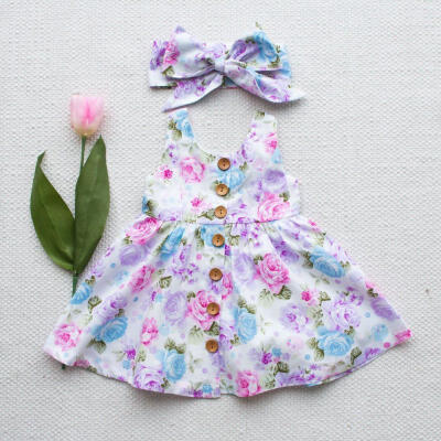 

Toddler Infant Kids Baby Girls Summer Floral Dress Princess Party Dresses 0-4Y