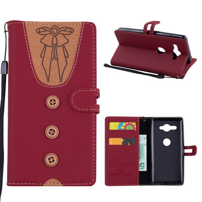 

MOONCASE Sony Xperia XZ2 Compact stitching embossed womens leather case - red