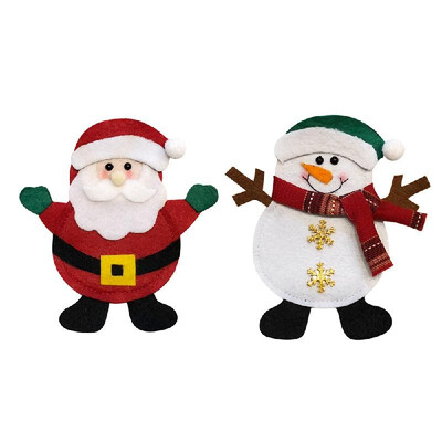 

2pcsset Christmas Cutlery Holders Fork Knife Spoon Bags Pockets Set Christmas Decor Ornaments--Reindeer Snowman