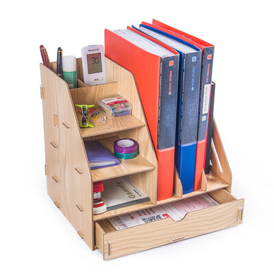 

Jinlongxing glosen office supplies desktop storage box large multi-layer drawer file rack wooden storage box wood grain color