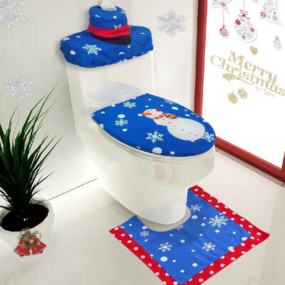 

3pcsset Christmas Bathroom Decorations Toilet Seat Cover U-shaped Rug Tank Lid & Tissue Box Cover Set Christmas Ornaments