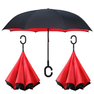 

Yi Jie umbrella reverse umbrella umbrella double super rainproof sunscreen hands-free long handle double rain dual-use umbrella Y-9339 red