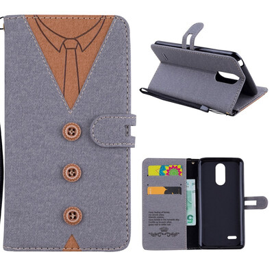 

MOONCASE LG K8 2017 stitching embossed mens leather case - gray