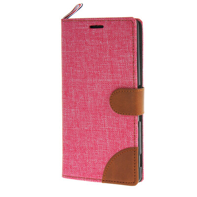 

MOONCASE Denim Style Flip Wallet Card Pouch Bracket Back чехол для Cover Sony Xperia Z4 ярко розовый