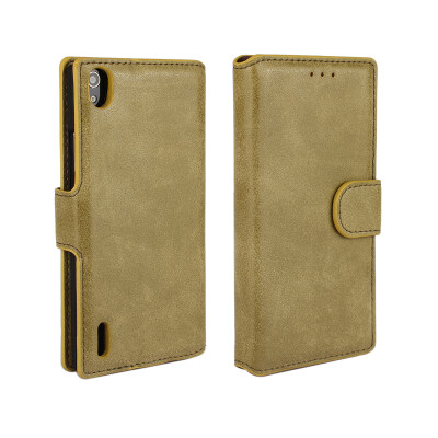 

MOONCASE Frosted Leather Flip Wallet Style Card Slot Bracket Stand Back Case Cover for Huawei Ascend P7