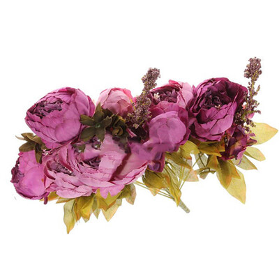 

Vanker Bridal Wedding Party Festival Xmas Artificial Peony Silk Flower Decoration Bouquet Purple