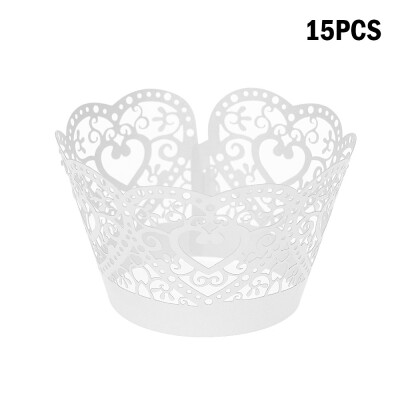 

50pcsset Paper Cupcake Wrappers Laser Cut Lace Cake Cup Liners Trays Baking Decorations Supplies--White